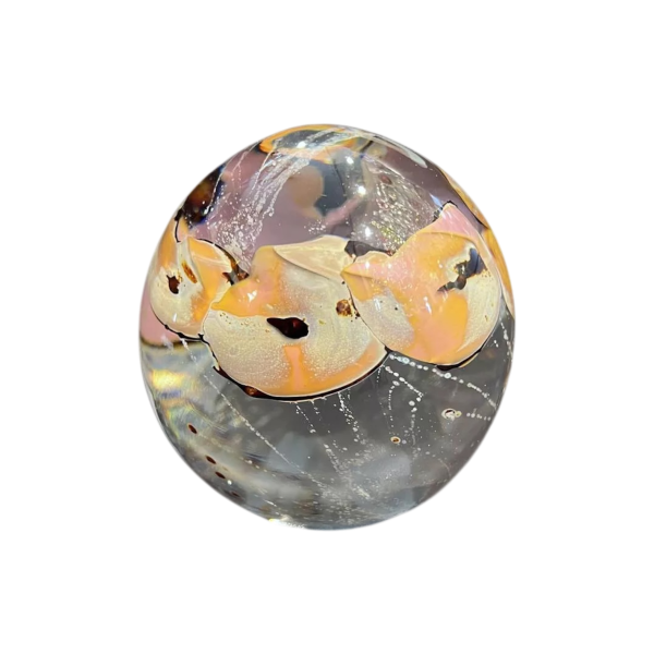 Louis Leloup, crystal paperweight decorated with metallic oxides, late 20th century