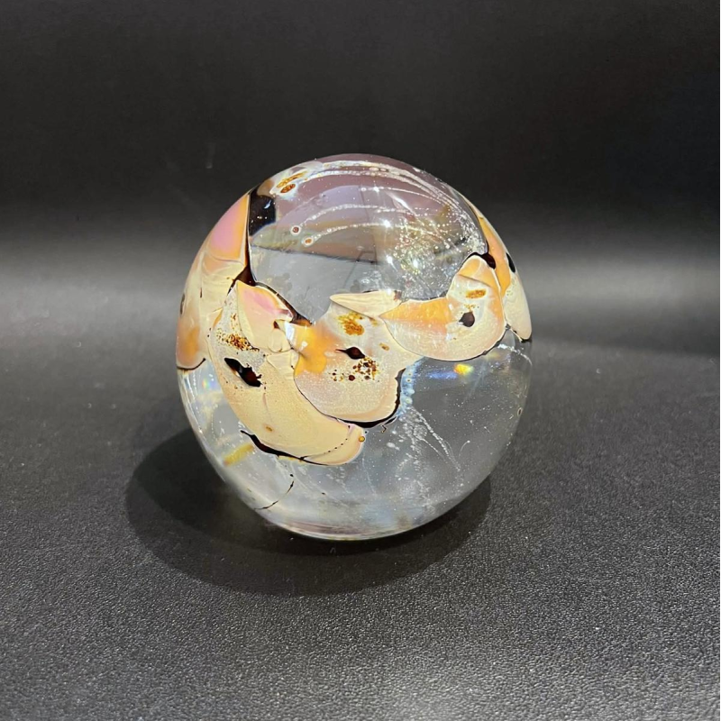 Louis Leloup, crystal paperweight decorated with metallic oxides, late 20th century