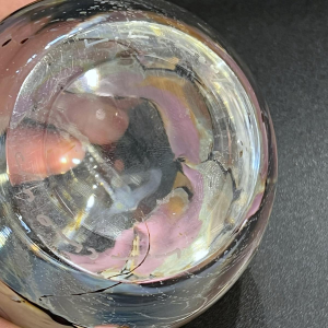 Louis Leloup, crystal paperweight decorated with metallic oxides, late 20th century