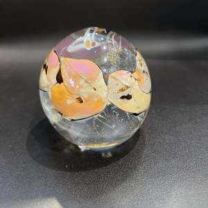 Louis Leloup, crystal paperweight decorated with metallic oxides, late 20th century