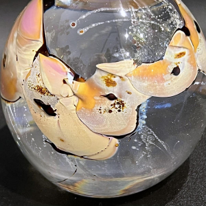 Louis Leloup, crystal paperweight decorated with metallic oxides, late 20th century