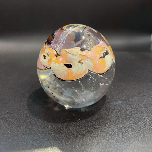 Louis Leloup, crystal paperweight decorated with metallic oxides, late 20th century