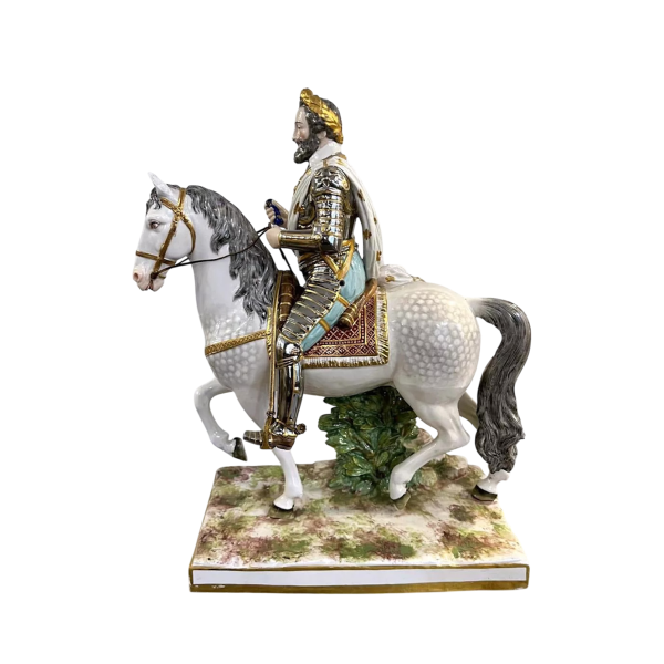 Manufacture Achille-Bloch Paris - Statue équestre du roi de France Henri IV en porcelaine
