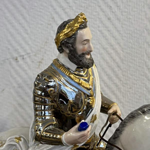 Manufacture Achille-Bloch Paris - Statue équestre du roi de France Henri IV en porcelaine