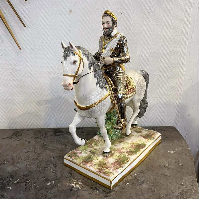 Achille-Bloch Paris Manufactory - Equestrian statue of King Henry IV of France in porcelain