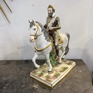 Manufacture Achille-Bloch Paris - Statue équestre du roi de France Henri IV en porcelaine