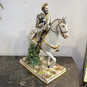 Achille-Bloch Paris Manufactory - Equestrian statue of King Henry IV of France in porcelain