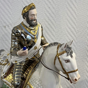 Manufacture Achille-Bloch Paris - Statue équestre du roi de France Henri IV en porcelaine