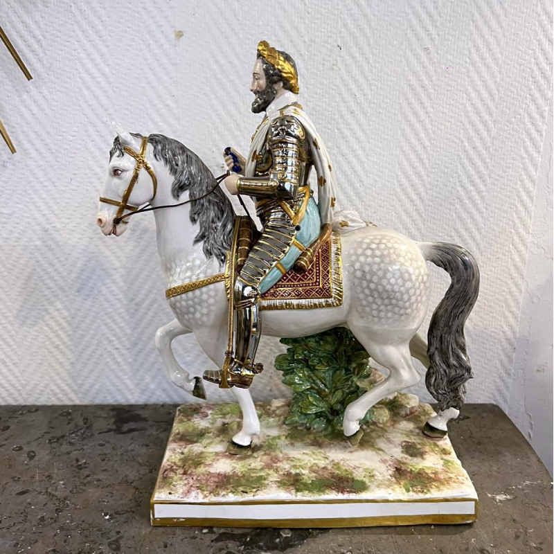 Achille-Bloch Paris Manufactory - Equestrian statue of King Henry IV of France in porcelain