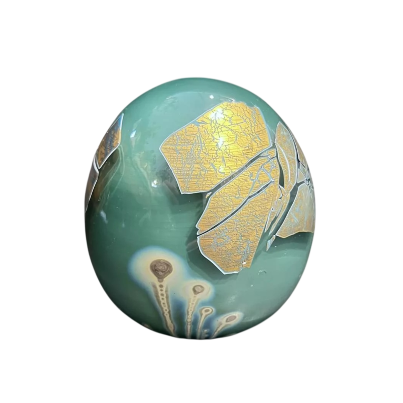 Louis Leloup, crystal paperweight decorated with metallic oxides, 1995