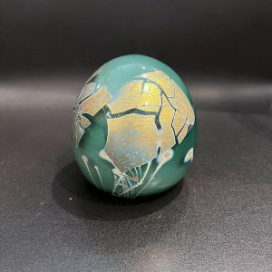 Louis Leloup, crystal paperweight decorated with metallic oxides, 1995