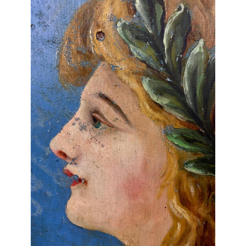 Coat of arms / Antique standard-bearer - Female allegory - Belgium or Northern France - 19th century