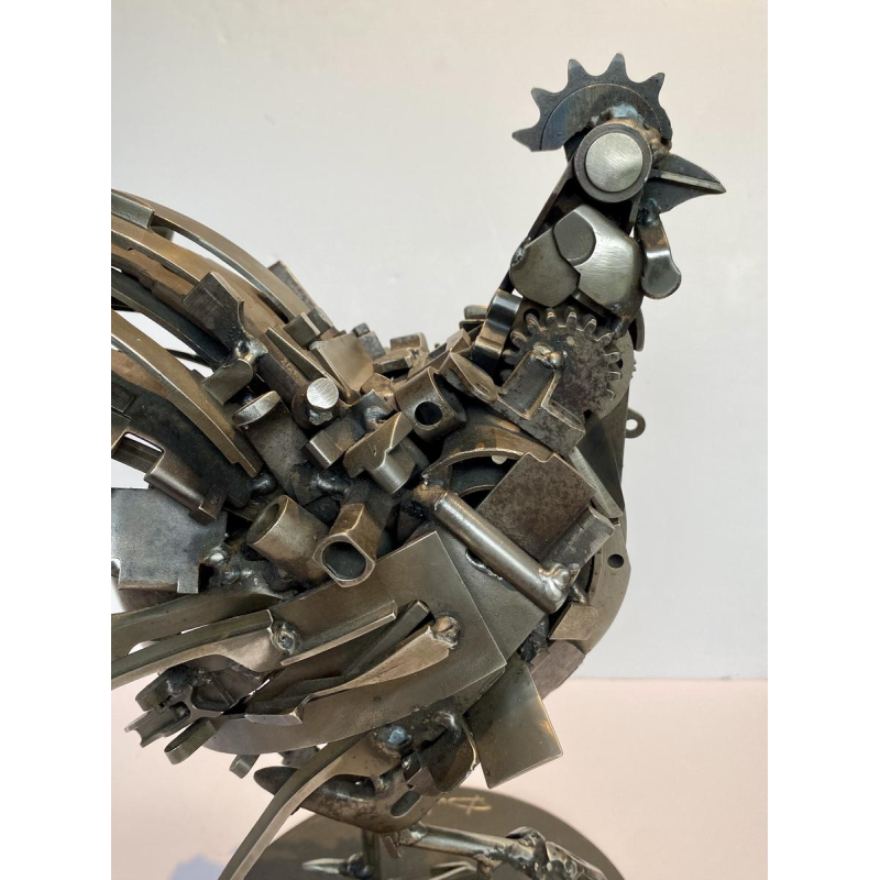 Jacques Dufrane "Haan" sculptuur, metalen assemblage