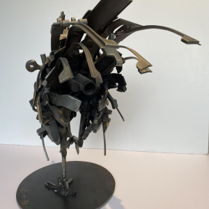 Jacques Dufrane"Coq"sculpture assemblage métallique