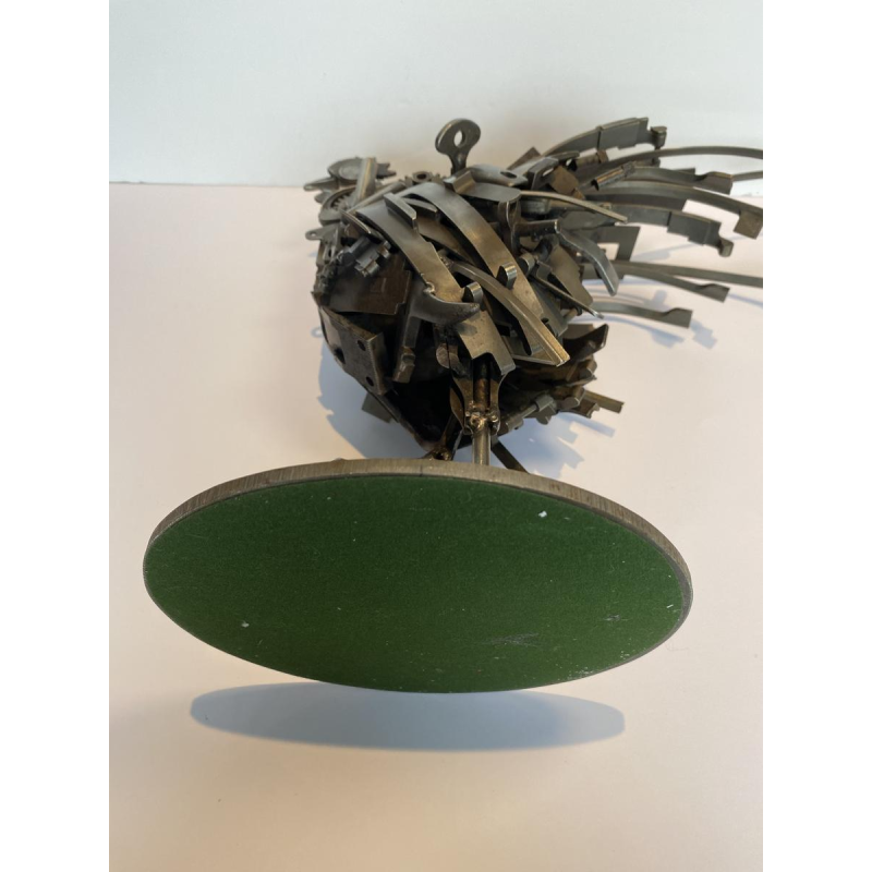 Jacques Dufrane"Coq"sculpture assemblage métallique