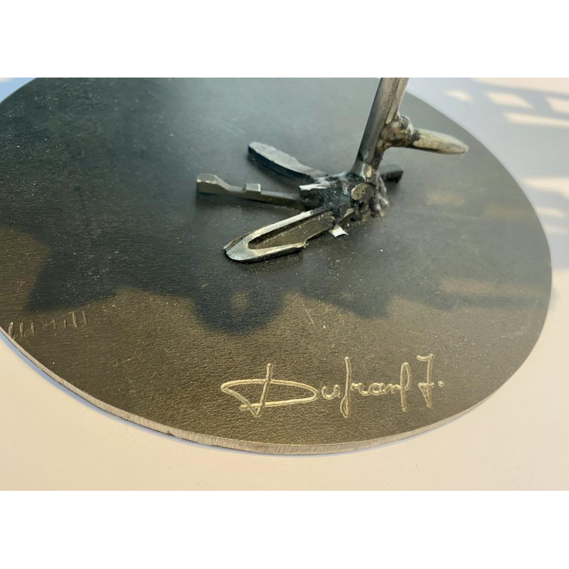 Jacques Dufrane sculptuur "Haan", metalen assemblage