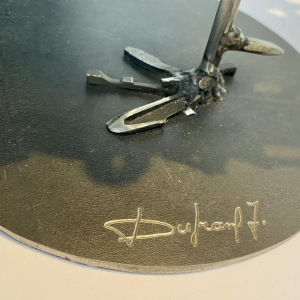 Jacques Dufrane sculptuur "Haan", metalen assemblage