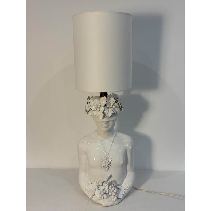 Grande lampe en céramique attribuée à Capodimonte, Italie circa 1960-1970