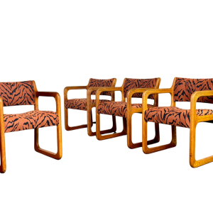 Set of 4 Scandinavian teak sled chairs