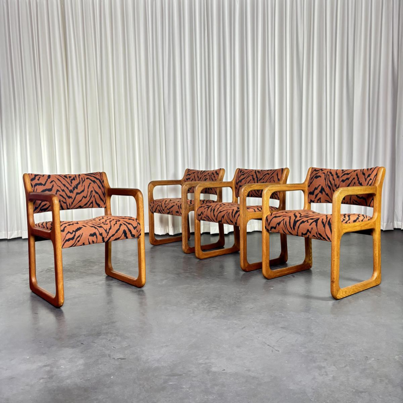 Set of 4 Scandinavian teak sled chairs