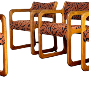 Set de 4 chaises traineau scandinave en teck