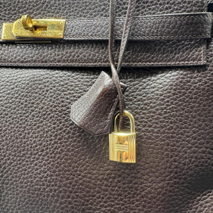 Hermès, Kelly 35 bag, brown Clémence bull calf leather, 2003