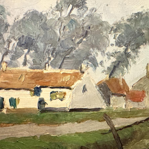 René BOREUX “Molen bij Knokke” 1956 olieverfschilderij op paneel