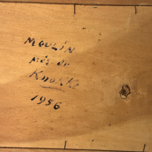 René BOREUX «Moulin près de Knokke» 1956 peinture huile sur panneau