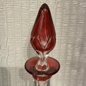 Val Saint Lambert, Decanter in colorless cut crystal with red lining