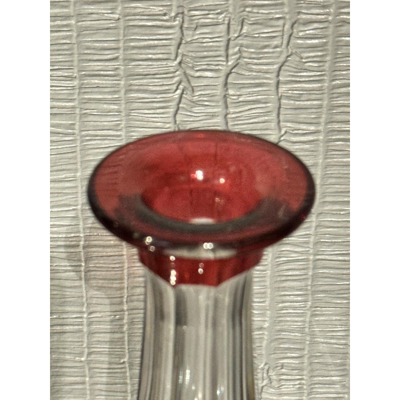 Val Saint Lambert, Decanter in colorless cut crystal with red lining
