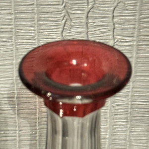 Val Saint Lambert, Decanter in colorless cut crystal with red lining