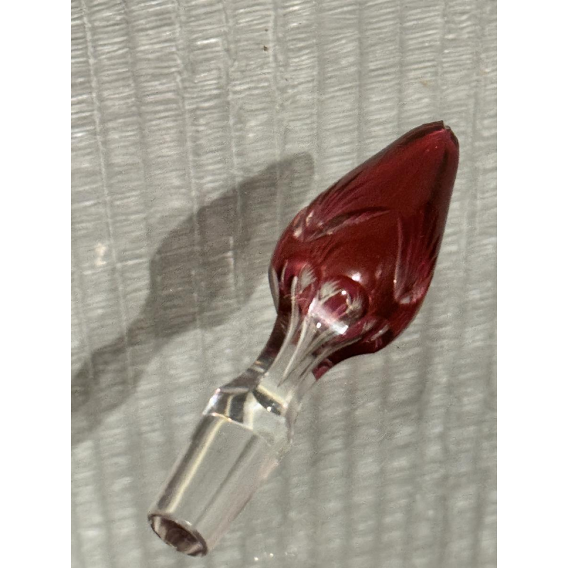Val Saint Lambert, Decanter in colorless cut crystal with red lining