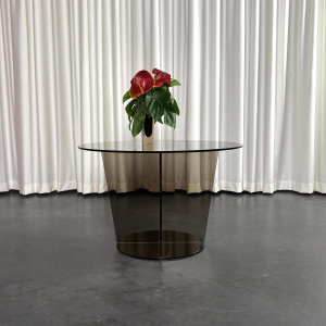 Gerookte glazen salontafel