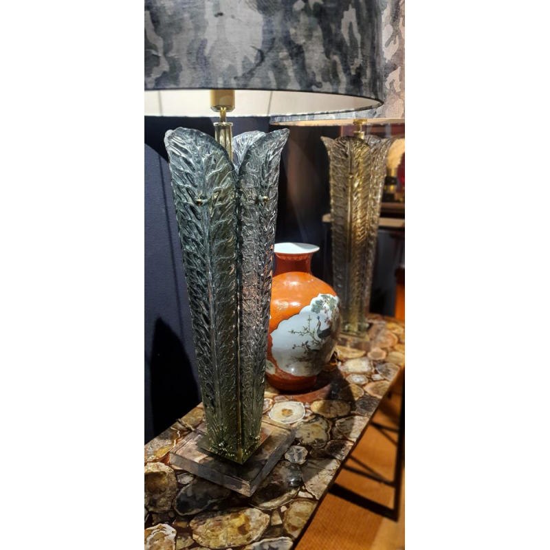 Pair of signed Murano glass lamps, Italy