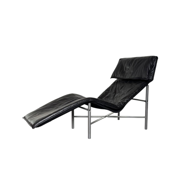 Tord Björklund pour Ikea 'Skye' chaise longue en cuir noir, Suède 1980s