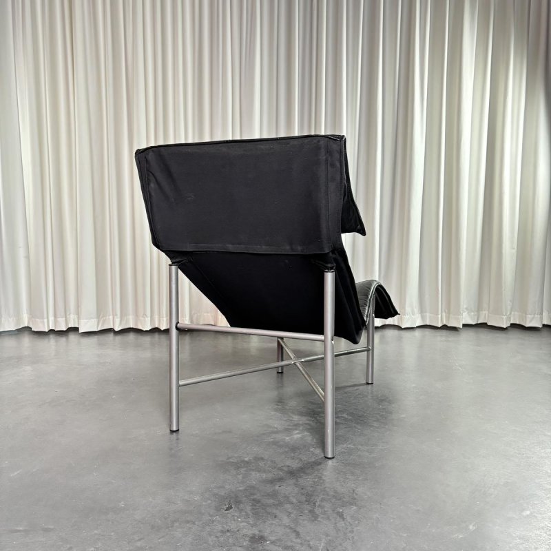Tord Björklund pour Ikea 'Skye' chaise longue en cuir noir, Suède 1980s