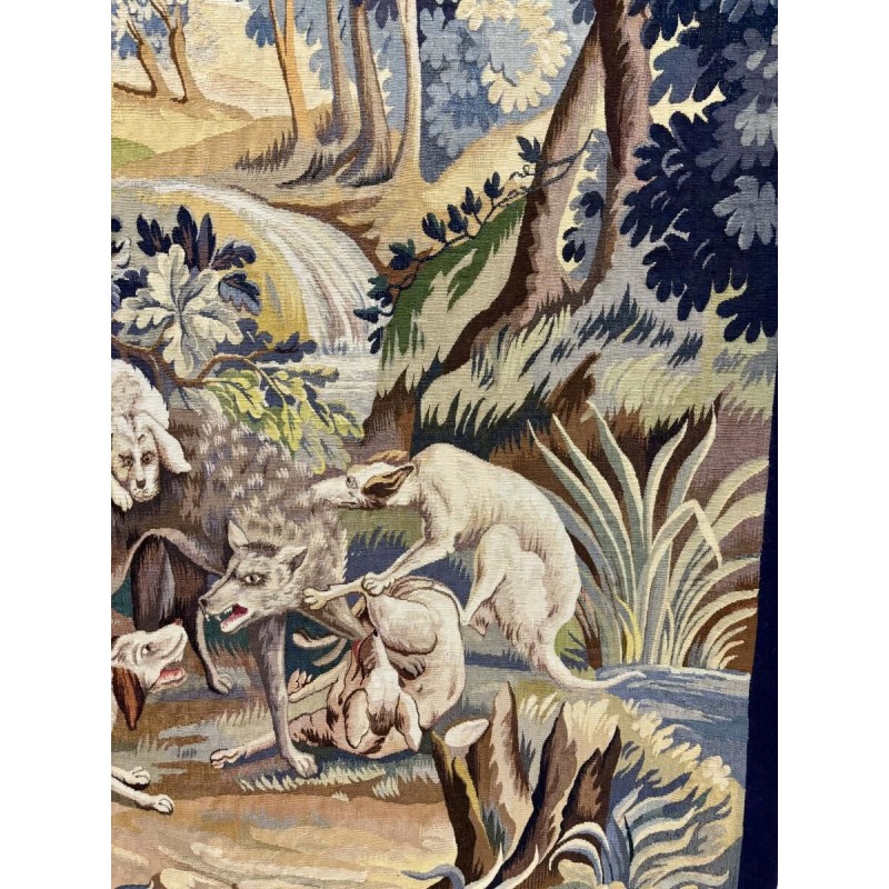 Aubusson wandtapijt "Wolvenjacht", atelier Jean Picaud, Frankrijk, midden 20e eeuw