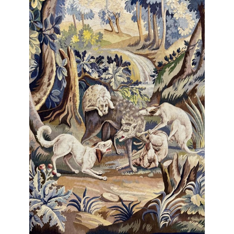 Aubusson tapestry "Wolf Hunt", Jean Picaud workshop, France, mid-20th century
