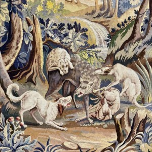 Aubusson tapestry "Wolf Hunt", Jean Picaud workshop, France, mid-20th century