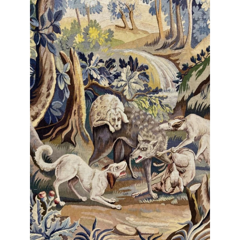 Tapisserie d'Aubusson "Chasse au Loup", Atelier Jean Picaud, France, milieu XXe siècle