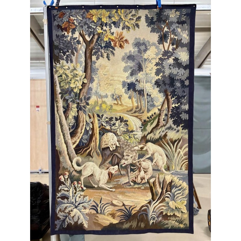 Tapisserie d'Aubusson "Chasse au Loup", Atelier Jean Picaud, France, milieu XXe siècle
