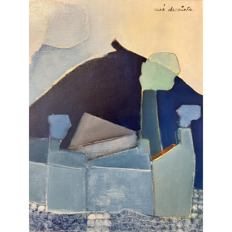 René DESSAINTE olieverfschilderij "Black Country" op doek