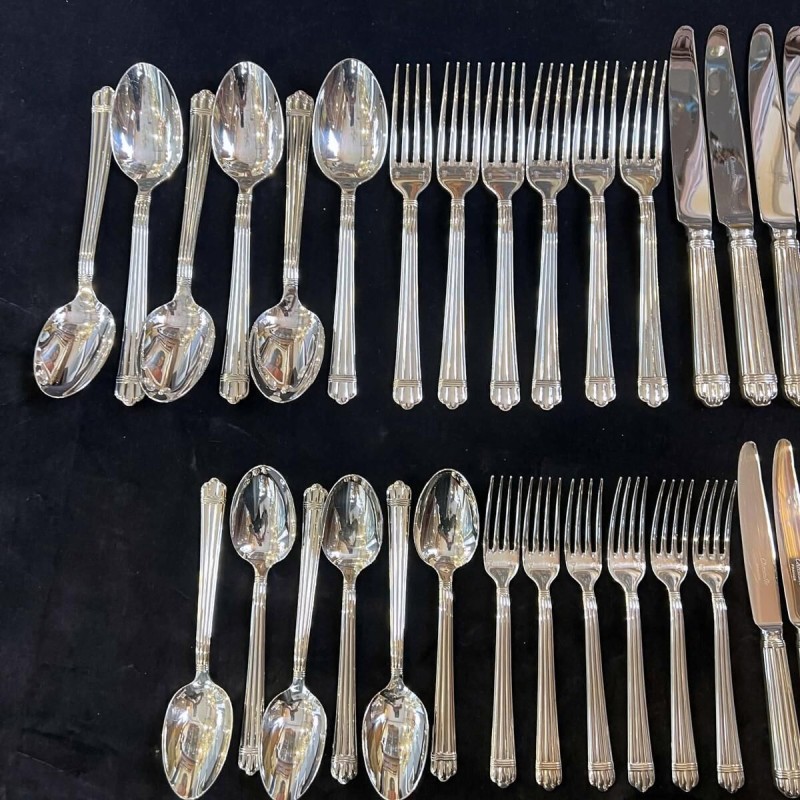 Bernard Yot for Christofle, Aria 54-piece silver-plated flatware set, 1985