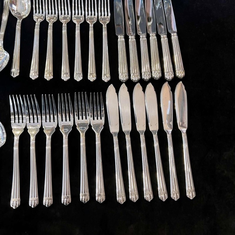 Bernard Yot for Christofle, Aria 54-piece silver-plated flatware set, 1985