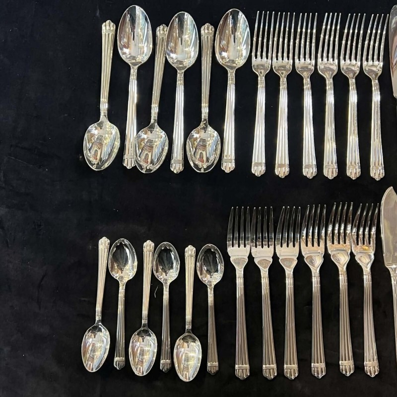 Bernard Yot for Christofle, Aria 54-piece silver-plated flatware set, 1985