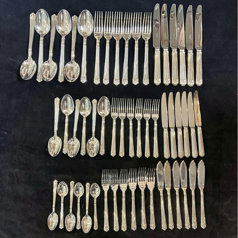 Bernard Yot for Christofle, Aria 54-piece silver-plated flatware set, 1985