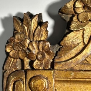 Miroir à fronton en bois et stuc doré - Epoque Louis XVI - XVIIIe siècle