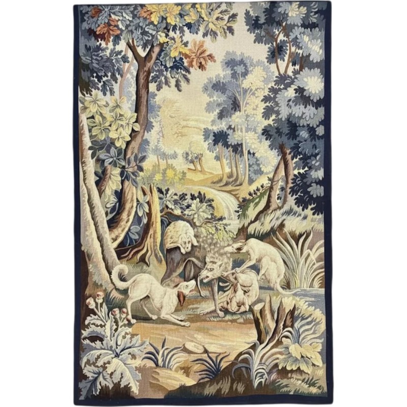 Aubusson tapestry "Wolf Hunt", Jean Picaud workshop, France, mid-20th century