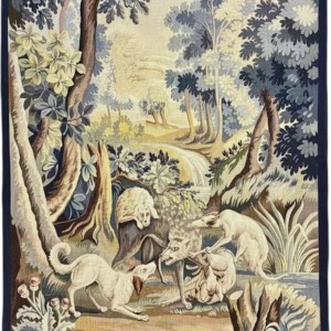 Aubusson tapestry "Wolf Hunt", Jean Picaud workshop, France, mid-20th century