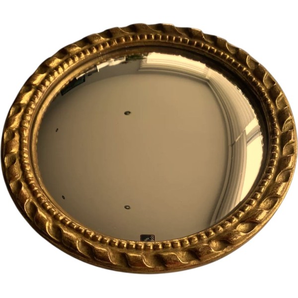 Miroir "oeil de sorcière" circulaire en bois sculpté doré